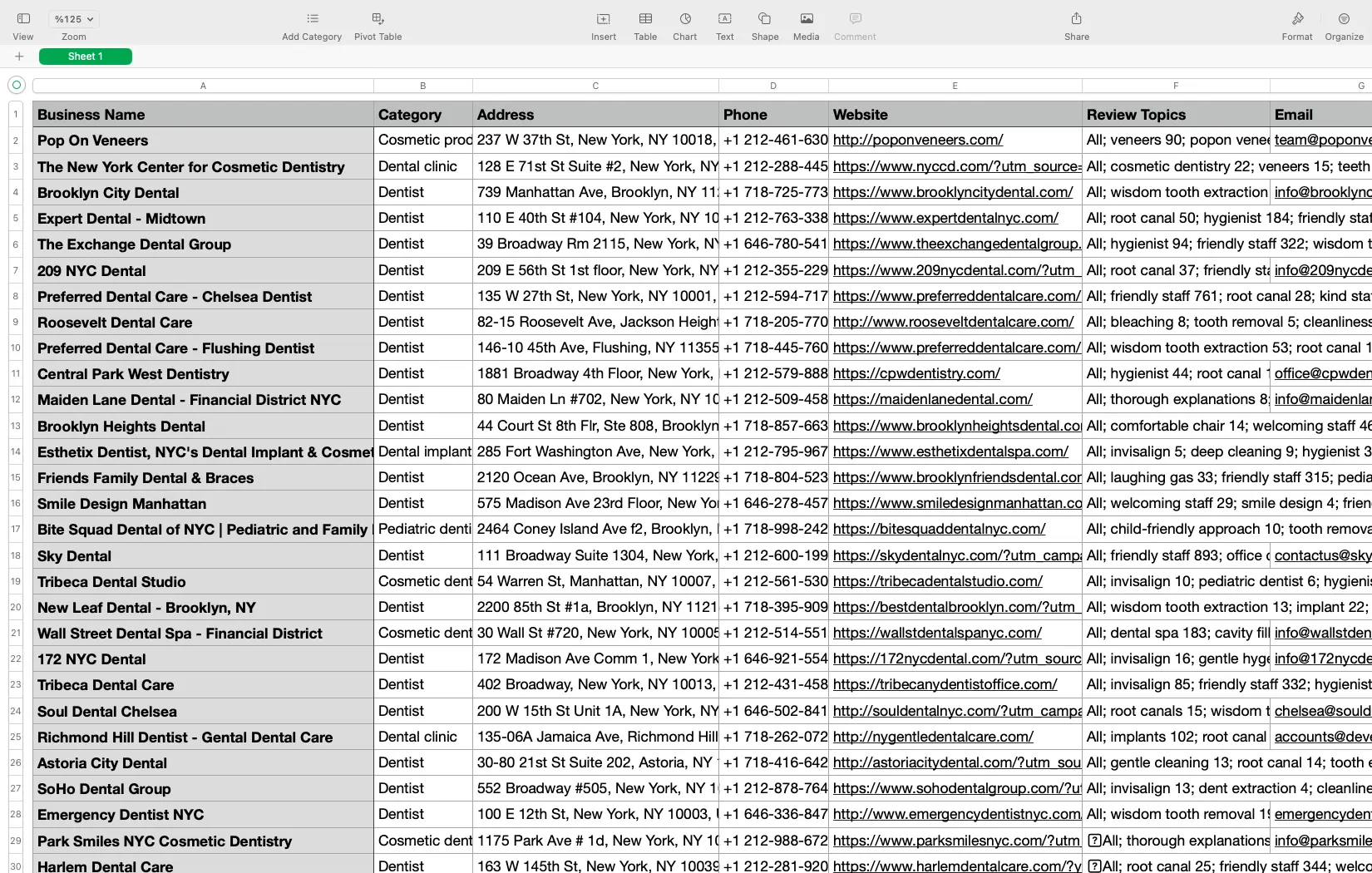 CSV Output