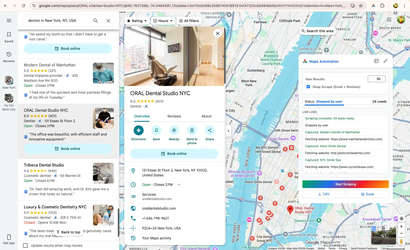 Google Maps Interface